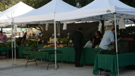 Fruits and vegetables stand at farmers' market