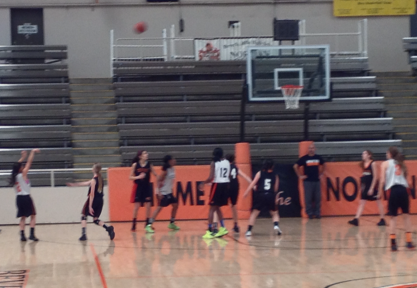 Girl varsity basketball practicing for CIF