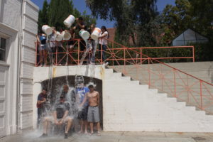 Students and history teacher Steve Taylor spread awareness for ALS by completing the Ice Bucket Challenge. Photo by: Samantha Harouni  