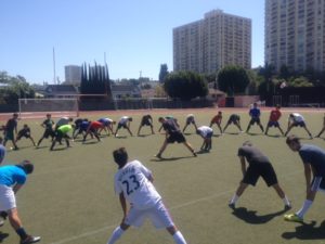 players stretching