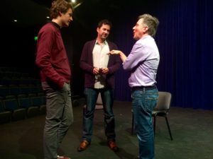 Alumni Jonathan Silverman and Jonathan Prince school sophomore Owen Lloyd on the days of Beverly's past. Photo by: JACKSON PRINCE