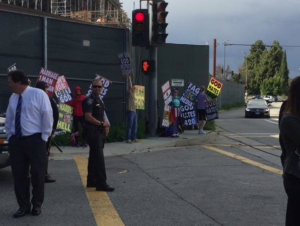 Westboro Baptist Church pickets infront of students and administrators. 