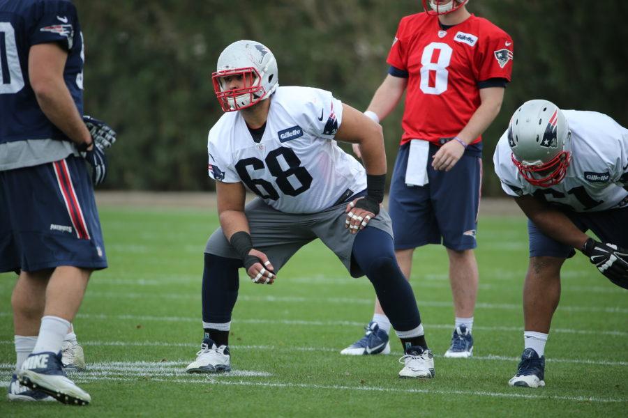 Hauptmann dons the #68 in Patriots blue and white. Photo courtesy of the New England Patriots/David Silverman.