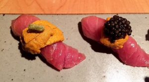 Belly with Uni and Caviar at Sushi Tsujita. Photo by: JULIETTE DEUTSCH