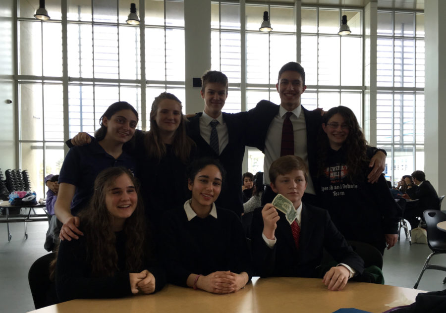 The debate team poses during the preparation time at their competition on March 6, 2016.