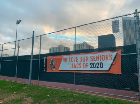 The banner created for the Class of 2020 still hangs outside the tennis courts, seven months after they have graduated. (Jan. 22, 2021)
Photo by: Alya Mehrtash