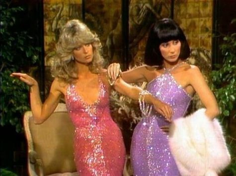 Inspired by Farrah Fawcett and Cher as mannequins on the Sonny and Cher Show