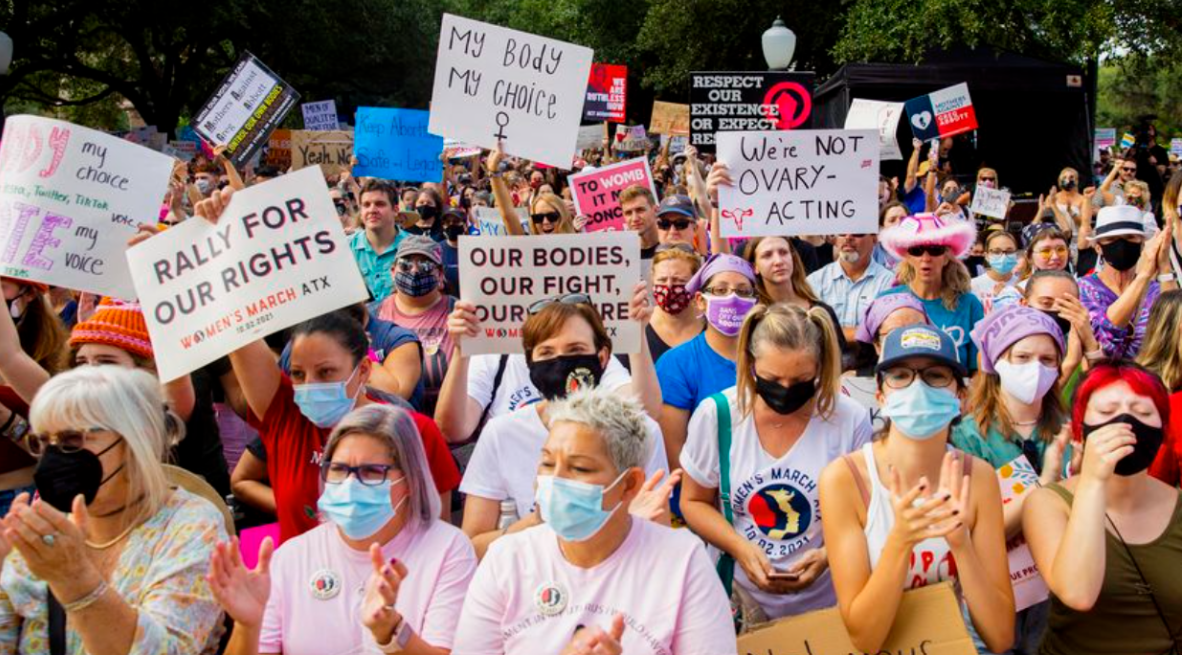 Pro-Choice supporters rally for their abortion rights.