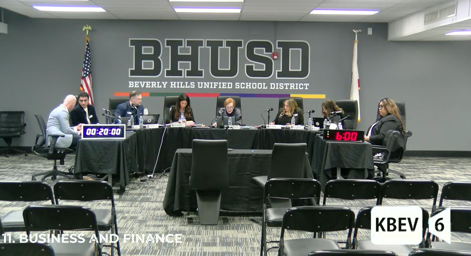 The BHUSD board meeting takes place. Screenshot from KBEV 6.