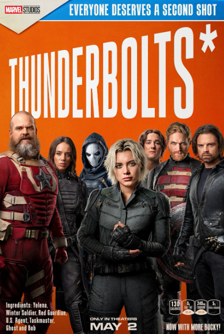 Yelena, Winter Soldier, Red Guardian, U.S Agent, Taskmaster, Ghost, and Bob are characters in the poster.