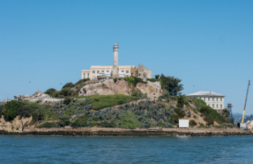 Alcatraz prison on an island in San Francisco.