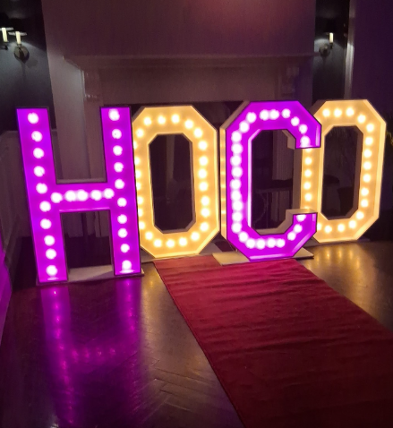 The Homecoming sign at the entrance to the dance.