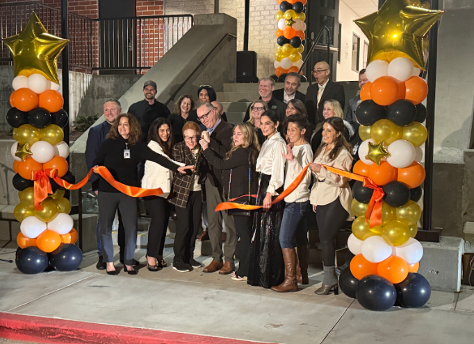 Photo taken as the ribbon was being cut.