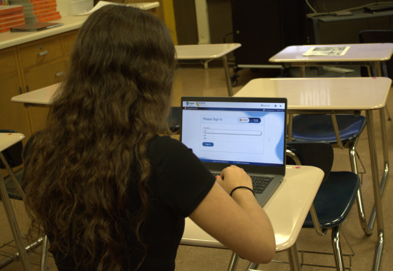 Student logins into the CAASPP website.
